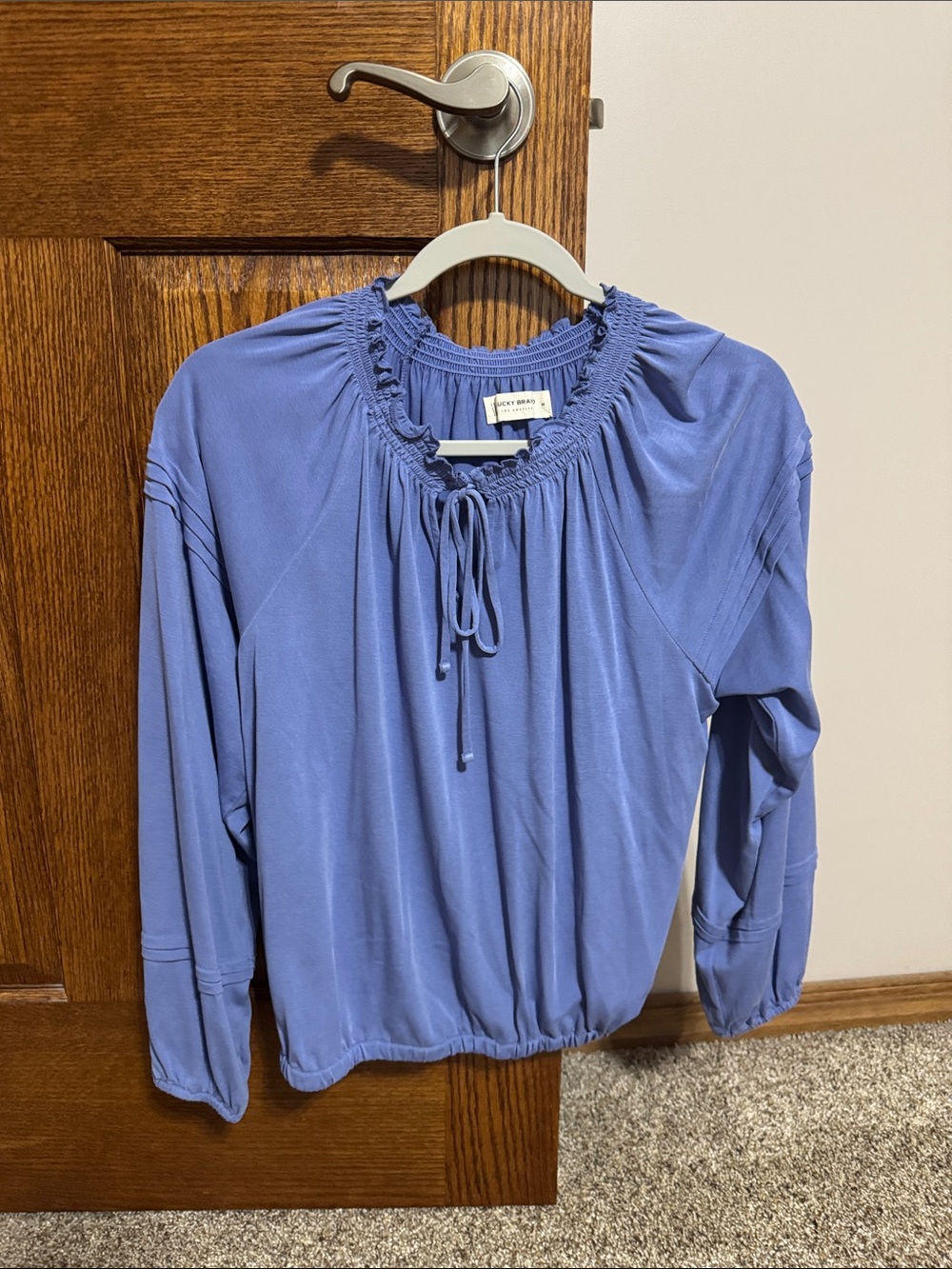 Lucky Brand Blue Peasant top medium